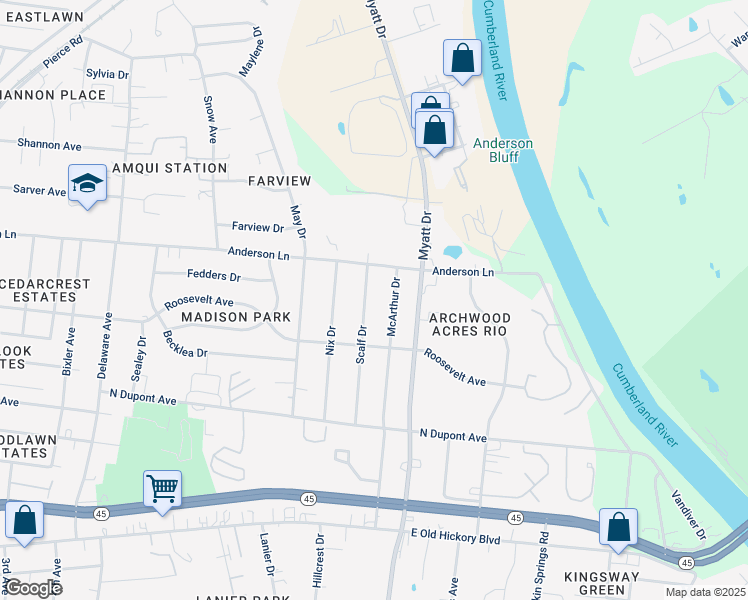 map of restaurants, bars, coffee shops, grocery stores, and more near 320 McArthur Drive in Nashville
