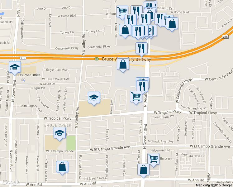 map of restaurants, bars, coffee shops, grocery stores, and more near 6116 Shallow Springs Street in Las Vegas