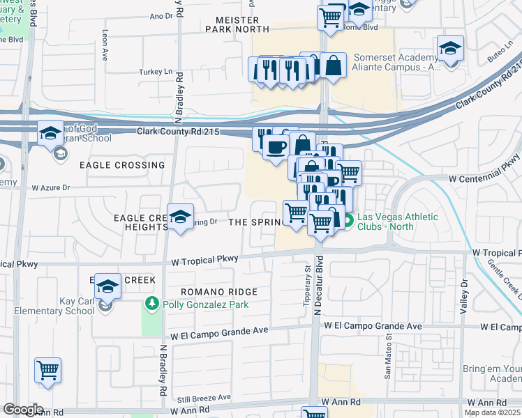 map of restaurants, bars, coffee shops, grocery stores, and more near 5020 Ocean Springs Avenue in Las Vegas