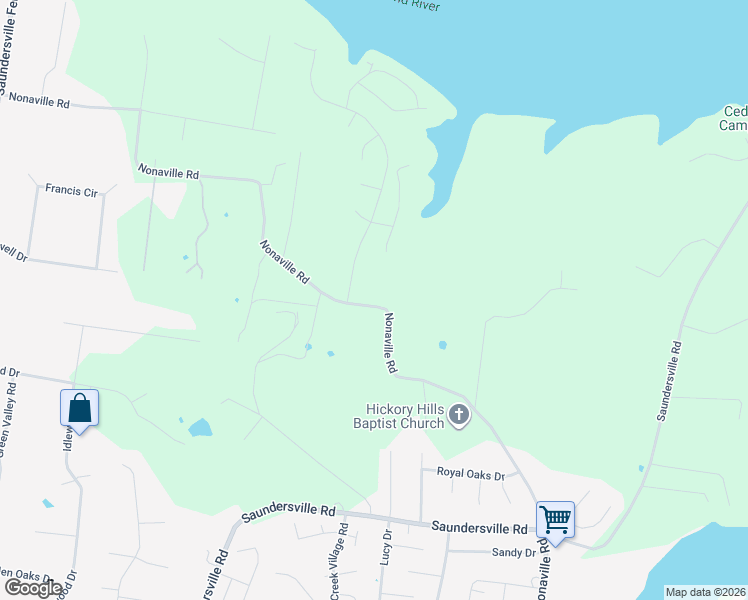 map of restaurants, bars, coffee shops, grocery stores, and more near 3183 Nonaville Road in Mount Juliet