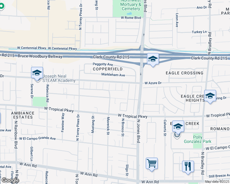 map of restaurants, bars, coffee shops, grocery stores, and more near 6245 Hawthorn Woods Avenue in Las Vegas