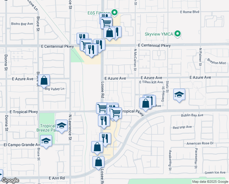 map of restaurants, bars, coffee shops, grocery stores, and more near 6116 Aster Garden st in North Las Vegas