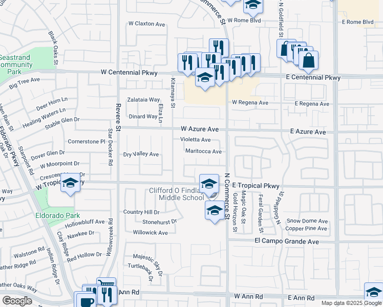 map of restaurants, bars, coffee shops, grocery stores, and more near 413 Maritocca Avenue in North Las Vegas