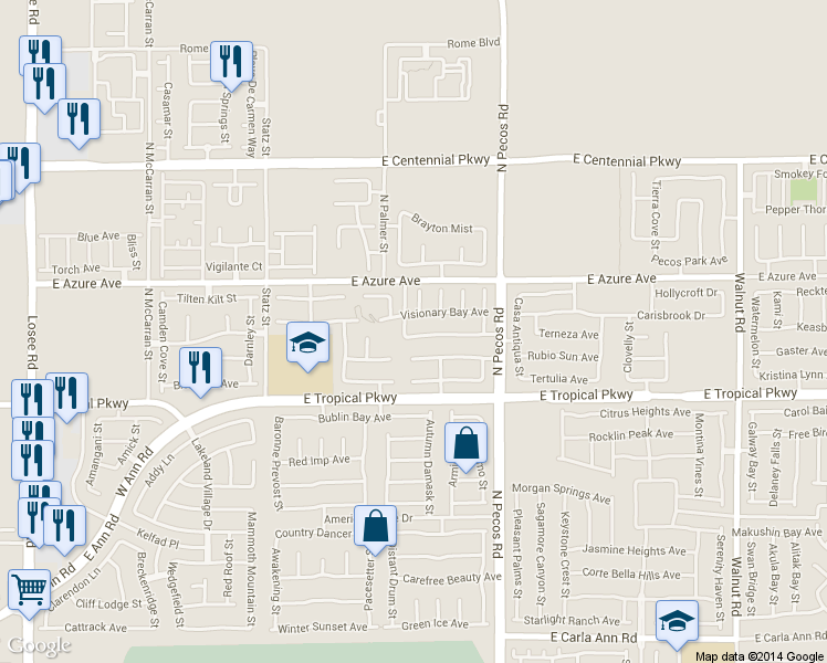map of restaurants, bars, coffee shops, grocery stores, and more near 6117 Brenneman Street in North Las Vegas