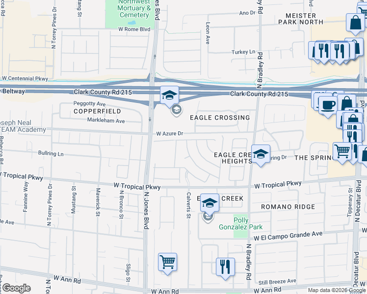 map of restaurants, bars, coffee shops, grocery stores, and more near 5809 Negril Avenue in Las Vegas