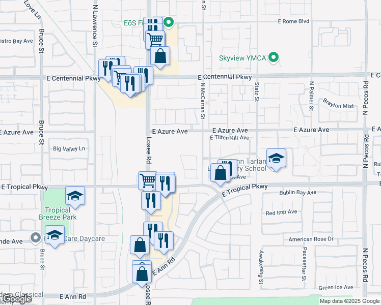 map of restaurants, bars, coffee shops, grocery stores, and more near 2638 Marigold Falls Avenue in North Las Vegas