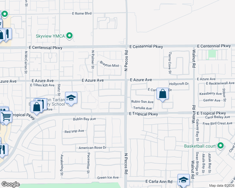 map of restaurants, bars, coffee shops, grocery stores, and more near 3432 Barada Heights Avenue in North Las Vegas