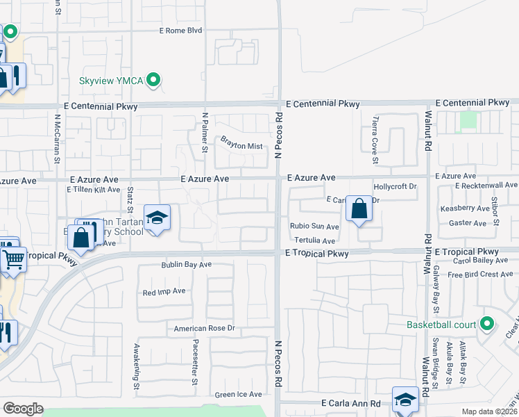 map of restaurants, bars, coffee shops, grocery stores, and more near 3432 Barada Heights Avenue in North Las Vegas