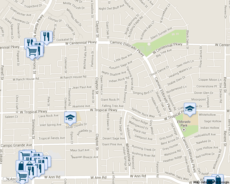 map of restaurants, bars, coffee shops, grocery stores, and more near 1829 Ginger Blossom Avenue in North Las Vegas