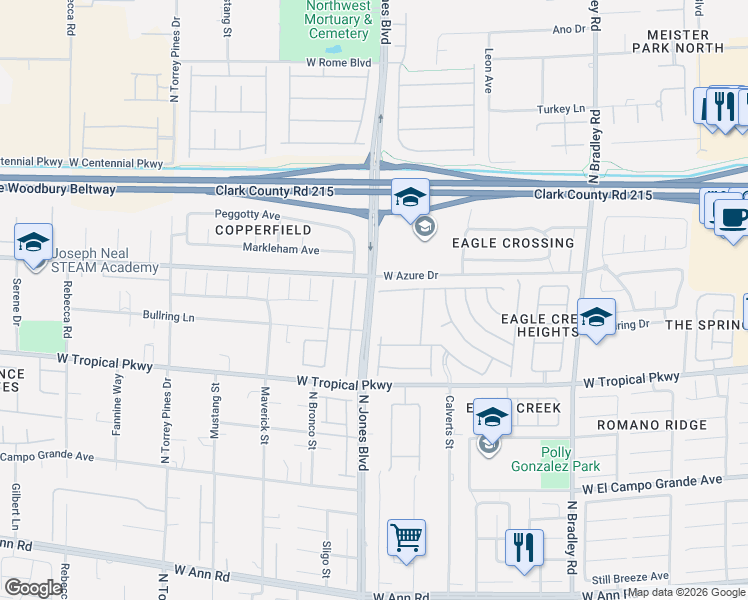 map of restaurants, bars, coffee shops, grocery stores, and more near in Las Vegas