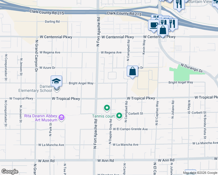 map of restaurants, bars, coffee shops, grocery stores, and more near 6075 North Dapple Gray Road in Las Vegas