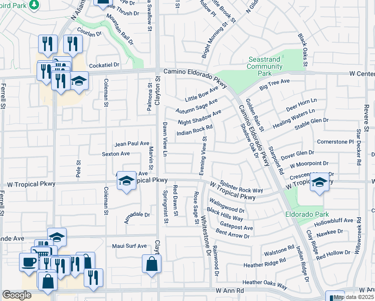 map of restaurants, bars, coffee shops, grocery stores, and more near 1829 Ginger Blossom Avenue in North Las Vegas