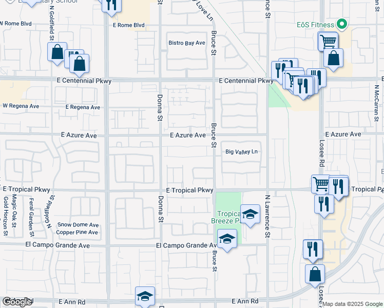 map of restaurants, bars, coffee shops, grocery stores, and more near 1112 Nevada Blaze Avenue in North Las Vegas