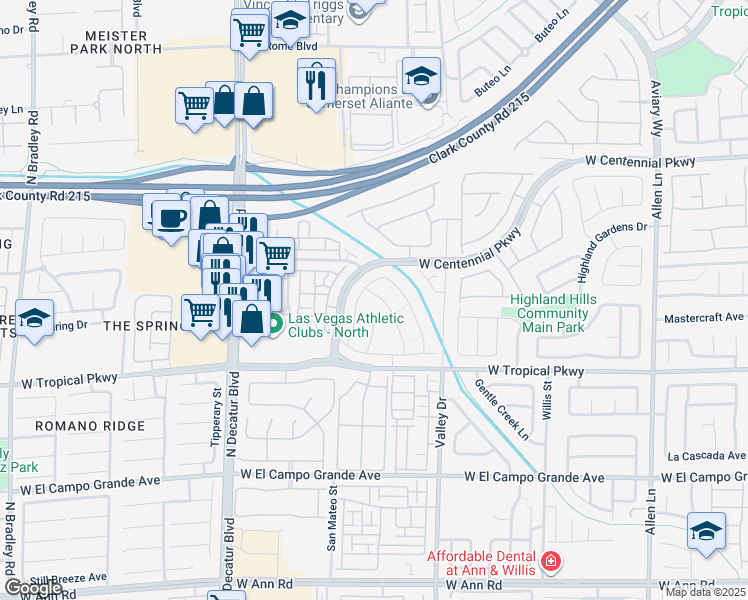 map of restaurants, bars, coffee shops, grocery stores, and more near 6125 Paddleboat Street in North Las Vegas