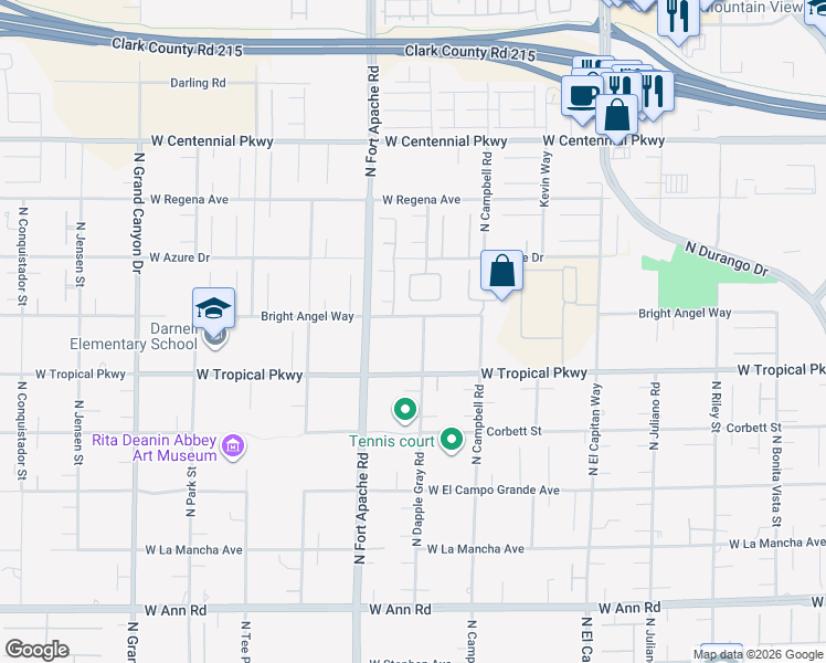 map of restaurants, bars, coffee shops, grocery stores, and more near 6075 North Dapple Gray Road in Las Vegas