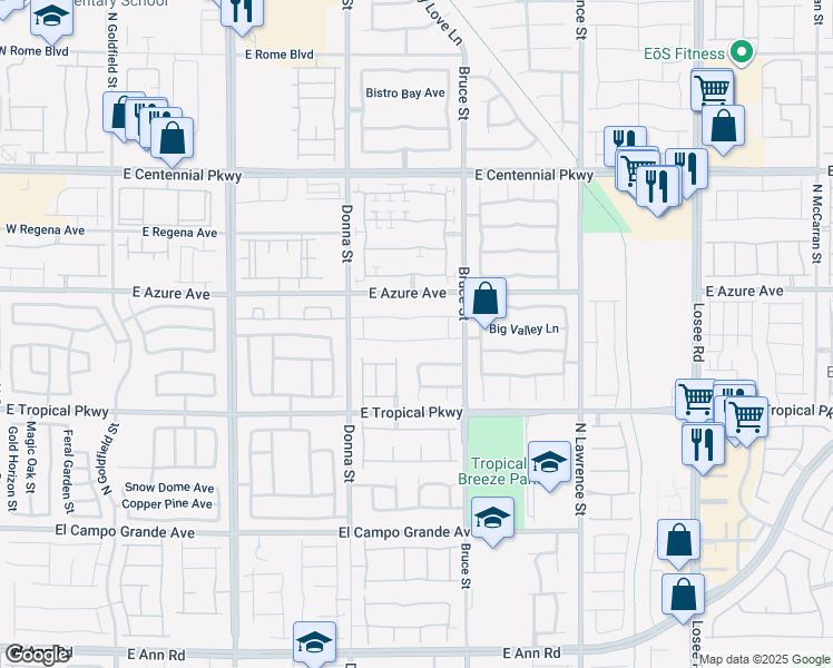 map of restaurants, bars, coffee shops, grocery stores, and more near 1112 Nevada Blaze Avenue in North Las Vegas