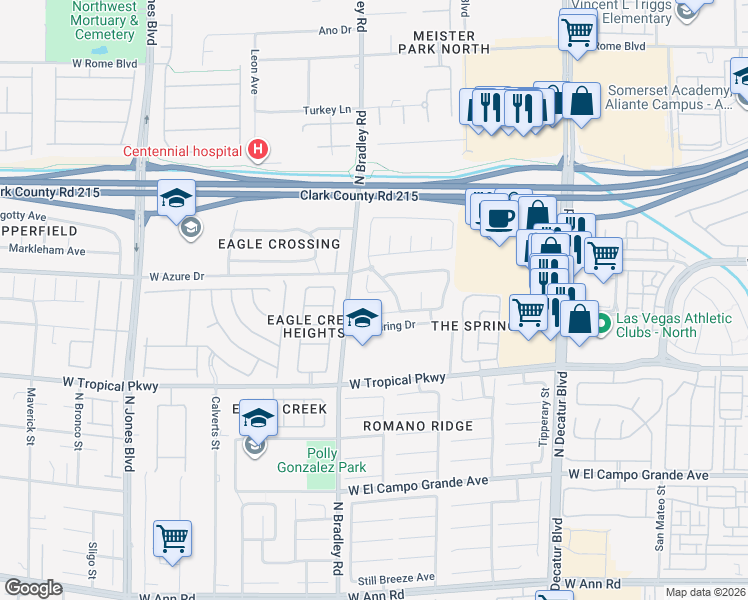 map of restaurants, bars, coffee shops, grocery stores, and more near 5317 Indian Meadow Court in Las Vegas