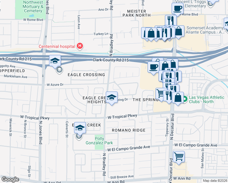 map of restaurants, bars, coffee shops, grocery stores, and more near 5317 Indian Meadow Court in Las Vegas