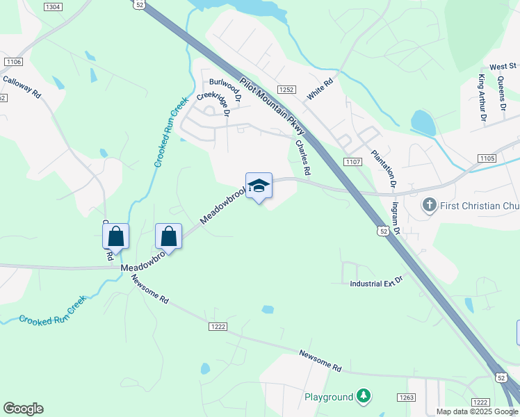 map of restaurants, bars, coffee shops, grocery stores, and more near 817 Meadowbrook Drive in King