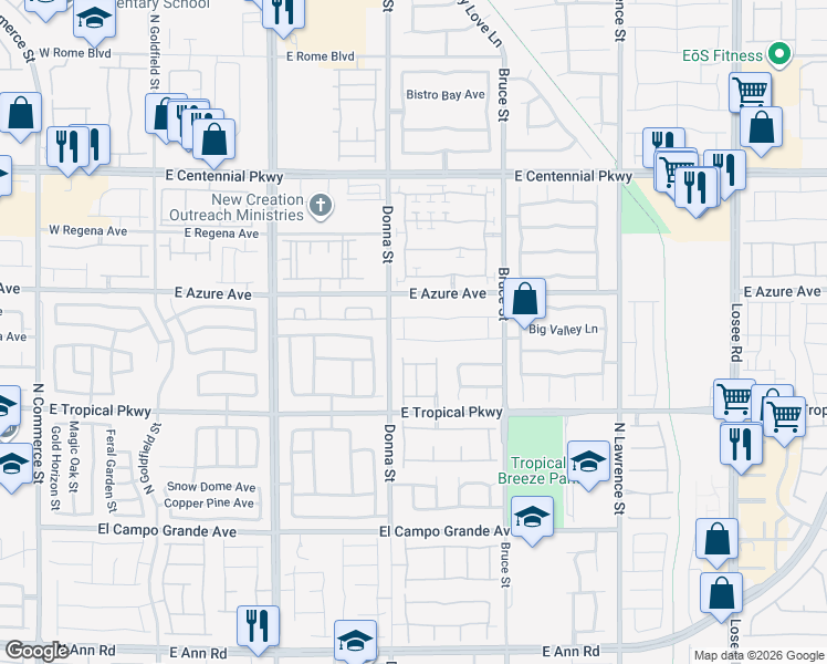 map of restaurants, bars, coffee shops, grocery stores, and more near 920 Nevada Blaze Avenue in North Las Vegas