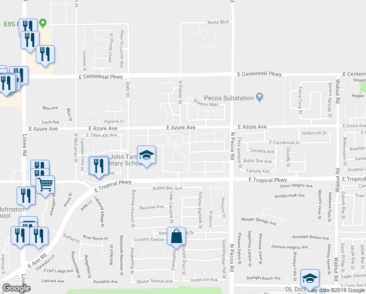 map of restaurants, bars, coffee shops, grocery stores, and more near 6117 Brenneman Street in North Las Vegas