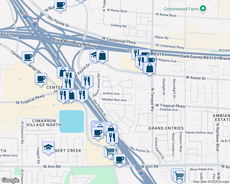 map of restaurants, bars, coffee shops, grocery stores, and more near 7432 Jockey Avenue in Las Vegas