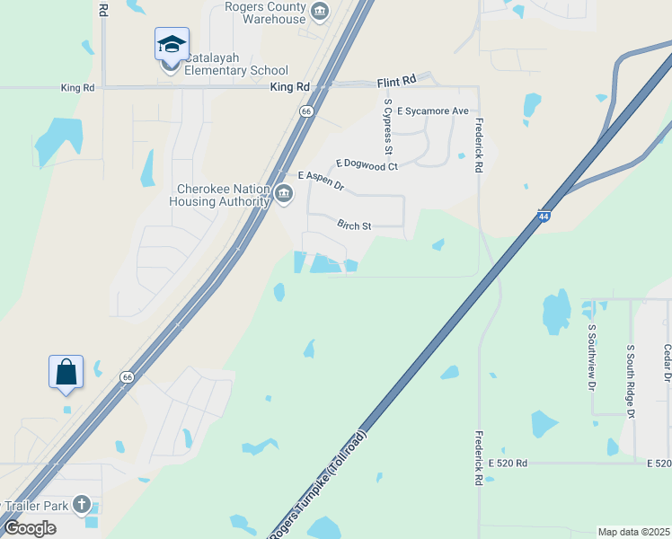 map of restaurants, bars, coffee shops, grocery stores, and more near 23445 South Twin Oaks Drive in Claremore