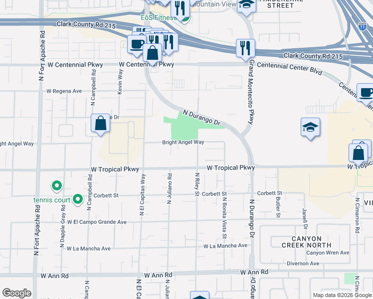 map of restaurants, bars, coffee shops, grocery stores, and more near 8645 Bright Angel Way in Las Vegas