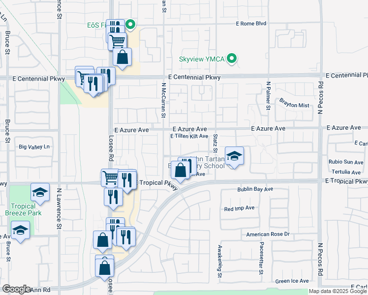 map of restaurants, bars, coffee shops, grocery stores, and more near 6120 Alderley Court in North Las Vegas
