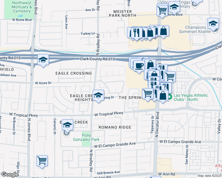 map of restaurants, bars, coffee shops, grocery stores, and more near 6008 Autumn Creek Dr in Las Vegas