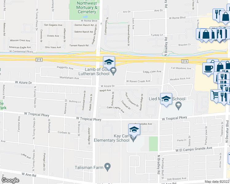 map of restaurants, bars, coffee shops, grocery stores, and more near 5809 Negril Avenue in Las Vegas