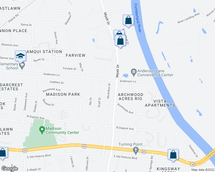 map of restaurants, bars, coffee shops, grocery stores, and more near 320 McArthur Drive in Nashville