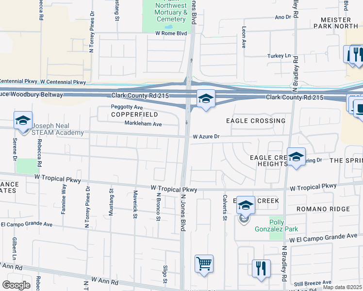 map of restaurants, bars, coffee shops, grocery stores, and more near in Las Vegas