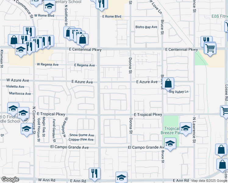 map of restaurants, bars, coffee shops, grocery stores, and more near 704 Cowboy Cross Avenue in North Las Vegas