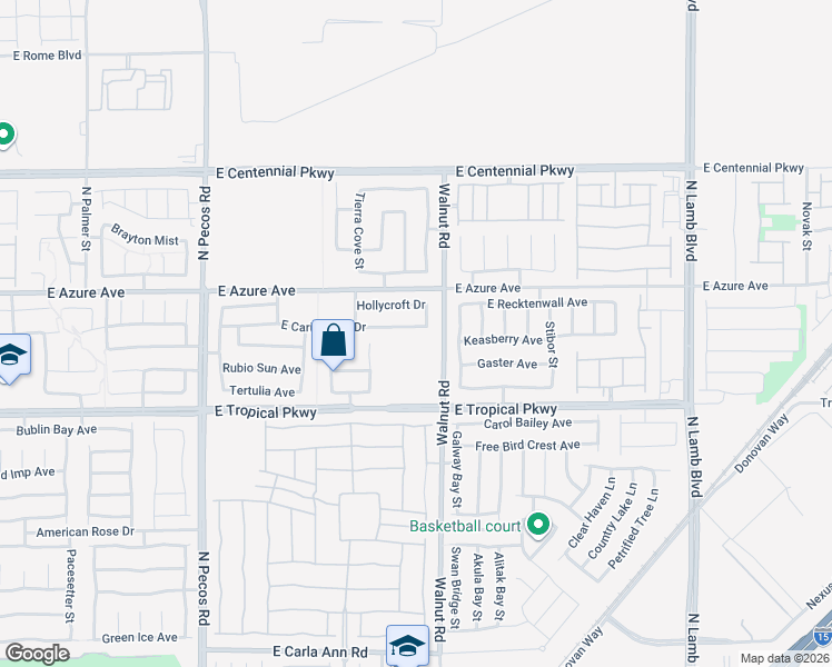 map of restaurants, bars, coffee shops, grocery stores, and more near 3845 East Carisbrook Drive in North Las Vegas