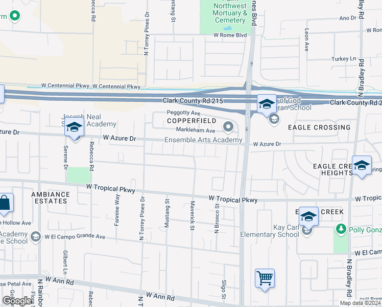 map of restaurants, bars, coffee shops, grocery stores, and more near 6121 Maverick Street in Las Vegas