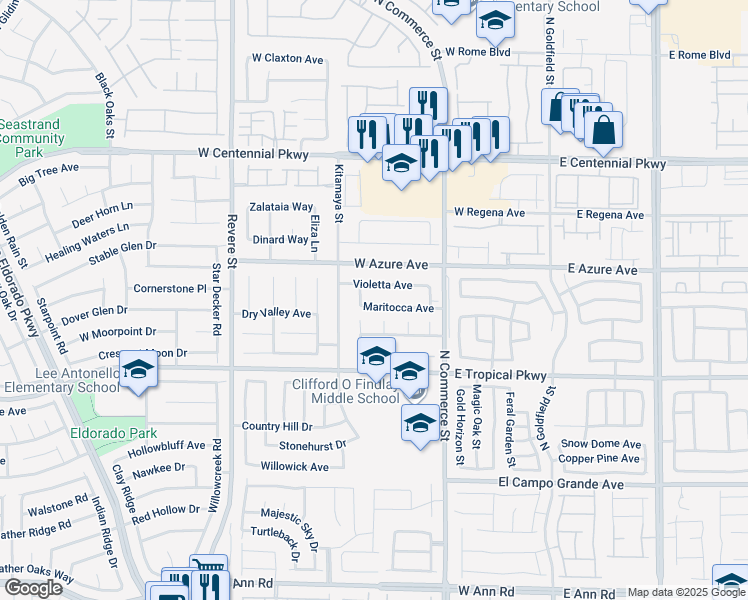 map of restaurants, bars, coffee shops, grocery stores, and more near 414 Maritocca Avenue in North Las Vegas