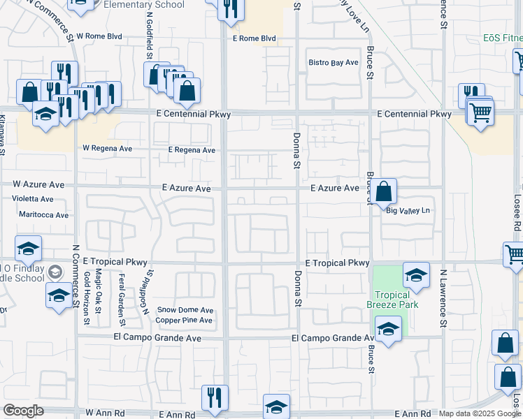 map of restaurants, bars, coffee shops, grocery stores, and more near 708 Cowboy Cross Avenue in North Las Vegas