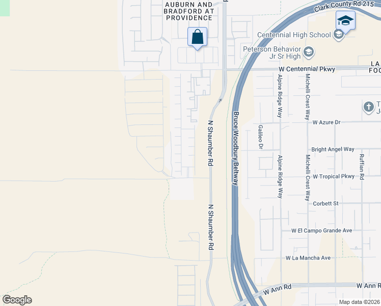 map of restaurants, bars, coffee shops, grocery stores, and more near Pole Line Rd in Las Vegas