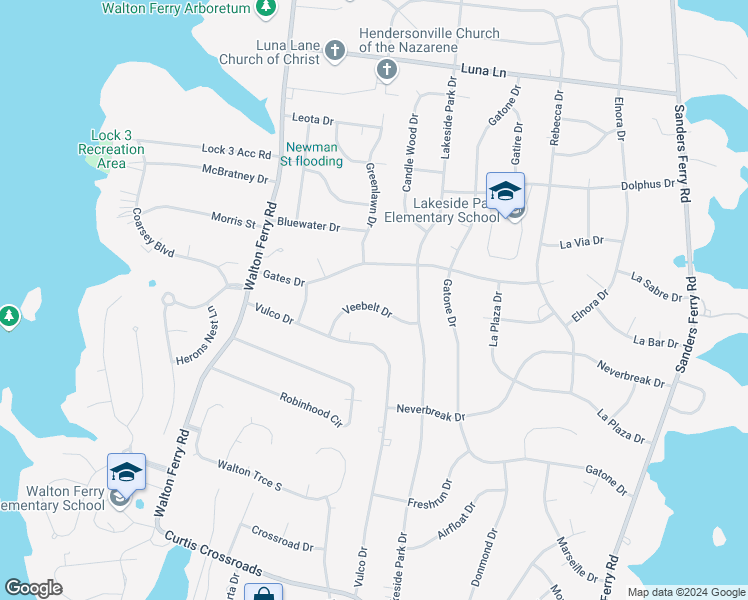 map of restaurants, bars, coffee shops, grocery stores, and more near 117 Veebelt Drive in Hendersonville