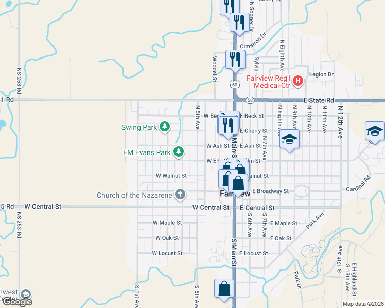 map of restaurants, bars, coffee shops, grocery stores, and more near 306 North 4th Avenue in Fairview