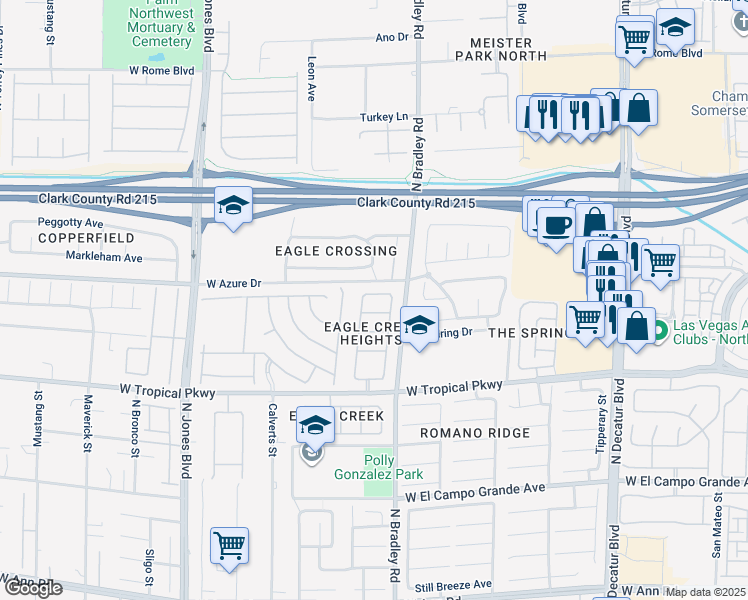 map of restaurants, bars, coffee shops, grocery stores, and more near 5501 Leadville Avenue in Las Vegas