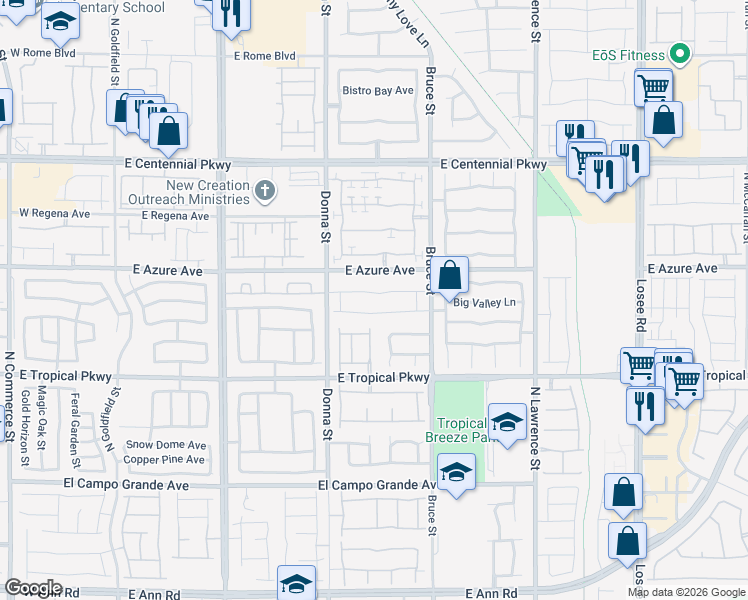 map of restaurants, bars, coffee shops, grocery stores, and more near 1109 Gary Carmena Avenue in North Las Vegas
