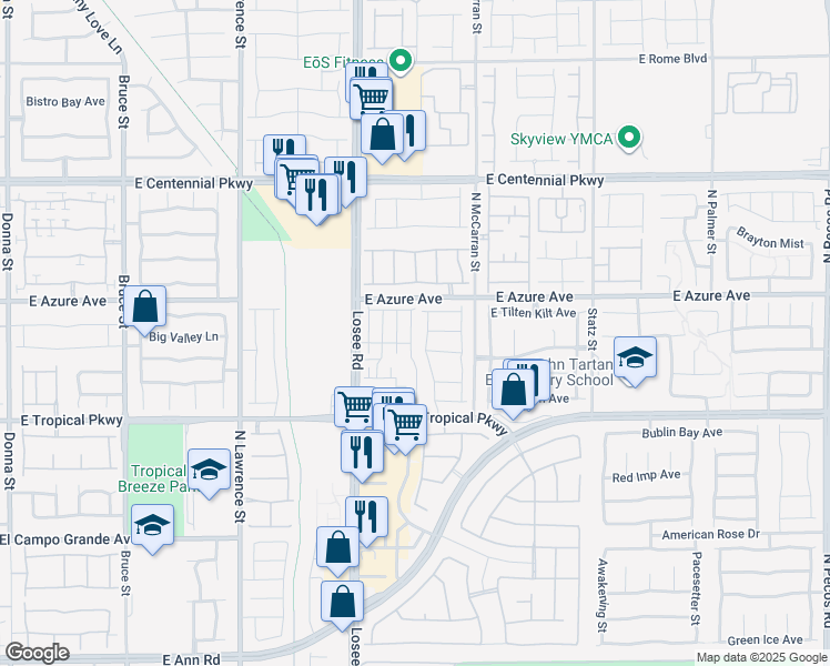map of restaurants, bars, coffee shops, grocery stores, and more near 6152 Lily Garden St in North Las Vegas
