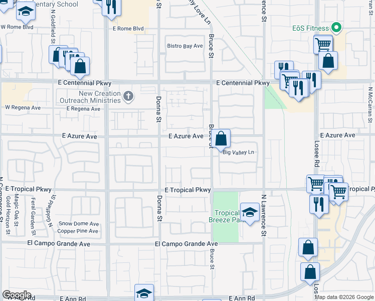 map of restaurants, bars, coffee shops, grocery stores, and more near 1109 Gary Carmena Avenue in North Las Vegas