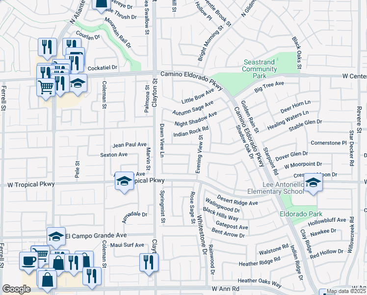 map of restaurants, bars, coffee shops, grocery stores, and more near 1829 Ginger Blossom Avenue in North Las Vegas