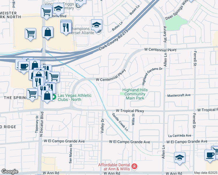 map of restaurants, bars, coffee shops, grocery stores, and more near 4220 Fairywren Drive in North Las Vegas