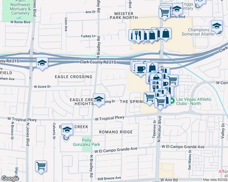 map of restaurants, bars, coffee shops, grocery stores, and more near 6008 Autumn Creek Drive in Las Vegas