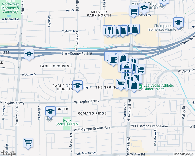 map of restaurants, bars, coffee shops, grocery stores, and more near 6021 Winter Meadow Street in Las Vegas