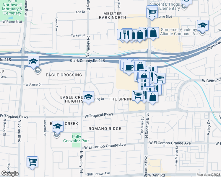 map of restaurants, bars, coffee shops, grocery stores, and more near 6021 Winter Meadow Street in Las Vegas